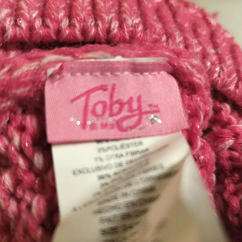 Toby Enterprises Pink Glitter Knit Hat & Mittens Set - Toddler Size 2-4 Years